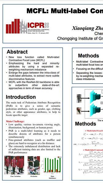 MCFL:Multi-label Contrastive Focal Loss for Pedestrian Attribute Recognition