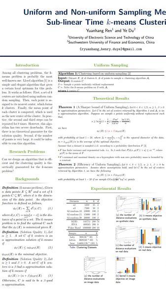 Uniform and Non-uniform Sampling Methods for Sub-linear Time k-means
Clustering