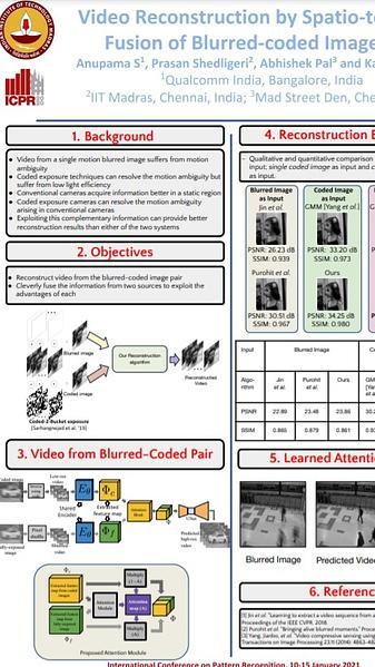 Video Reconstruction by Spatio-temporal Fusion of Blurred-coded Image Pair