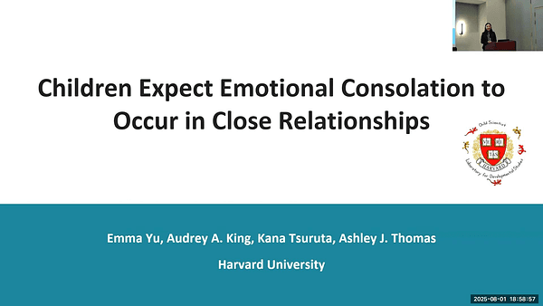 Children Expect Emotional Consolation to Occur in Close Relationships