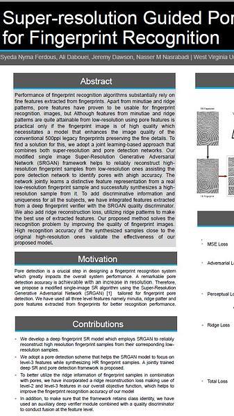 Super-resolution Guided Pore Detection for Fingerprint Recognition