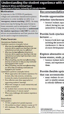 Understanding the student experience with emergency remote teaching