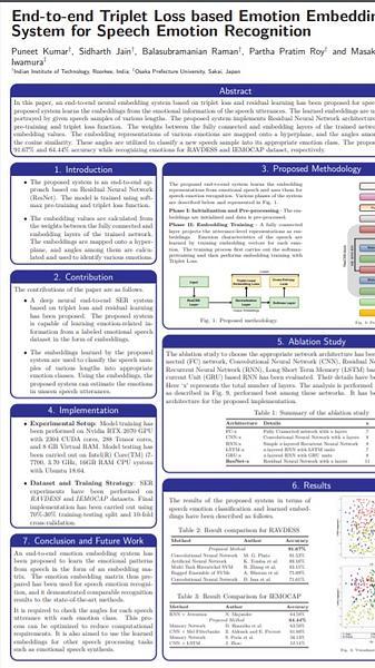 End-to-end Triplet Loss based Emotion Embedding System for Speech Emotion Recognition