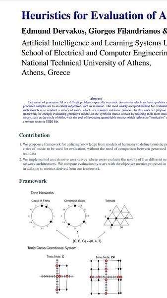 Heuristics for Evaluation of AI Generated Music