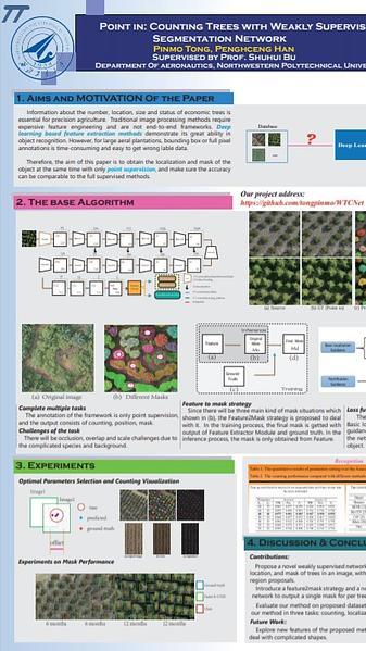 Point in: Counting Trees with Weakly Supervised Segmentation Network