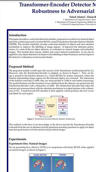 Transformer-Encoder Detector Module: Using Context to Improve Robustness to Adversarial Attacks on Object Detection