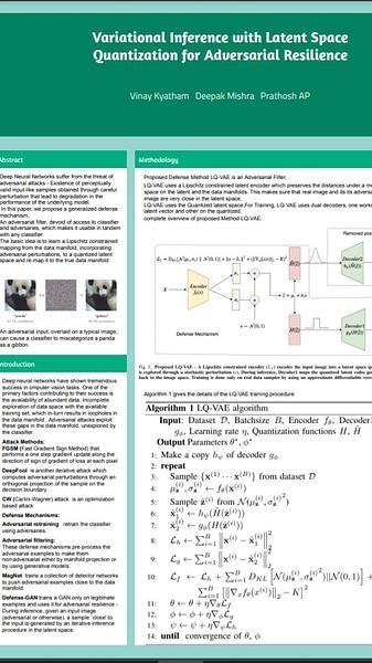 Variational Inference with Latent Space Quantization for Adversarial Resilience