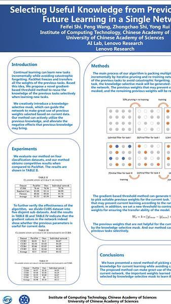 Selecting Useful Knowledge from Previous Tasks for Future Learning in a Single Network