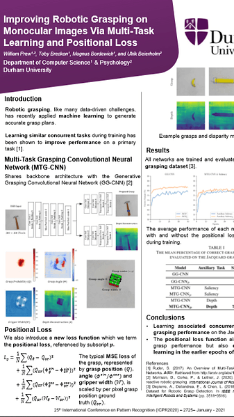 Improving Robotic Grasping on Monocular Images Via Multi-Task Learning and Positional Loss