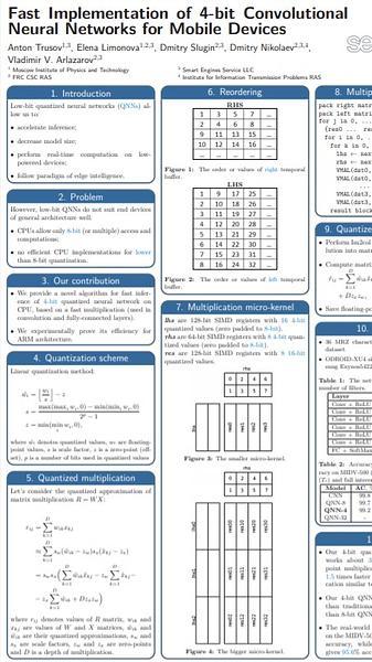 Fast Implementation of 4-bit Convolutional Neural Networks for Mobile Devices