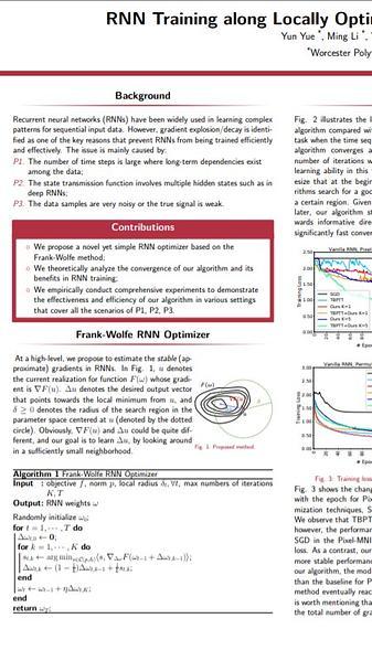 RNN Training along Locally Optimal Trajectories via Frank-Wolfe Algorithm