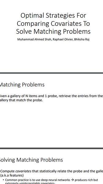 Optimal Strategies For Comparing Covariates To Solve Matching Problems