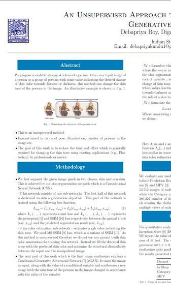 An Unsupervised Approach towards Varying Human Skin Tone Using Generative Adversarial Networks