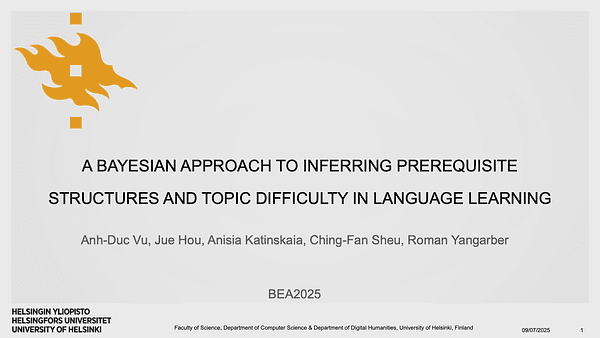 A Bayesian Approach to Inferring Prerequisite Structures and Topic Difficulty in Language Learning