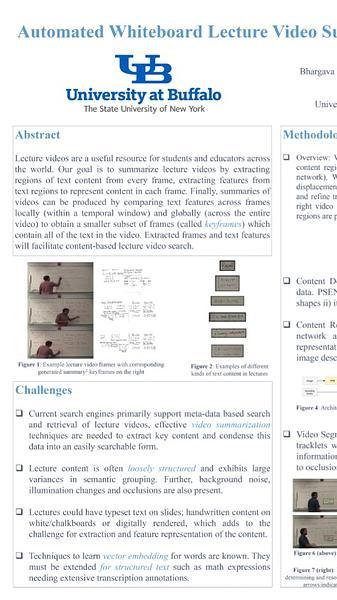 Automated Whiteboard Lecture Video Summarization by Content Region Detection and Representation