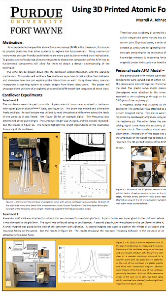 Using 3D Printed Atomic Force Microscope Models to Facilitate Instruction