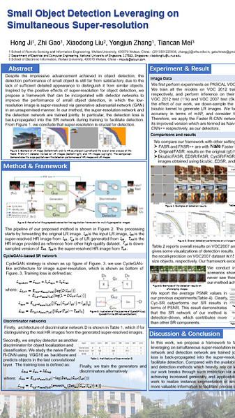 Small Object Detection Leveraging on Simultaneous
Super-resolution