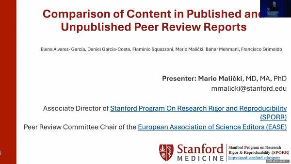 Comparison of Content in Published and Unpublished Peer Review Reports