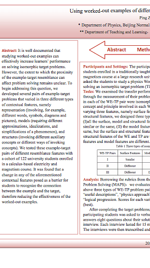 Using worked-out examples of different features to increase learner’s problem solving