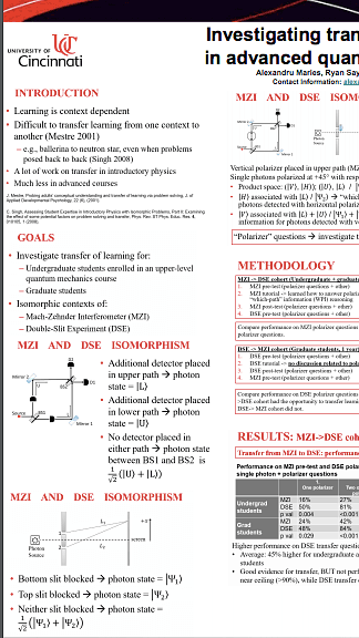 Investigating transfer of learning in advanced quantum mechanics