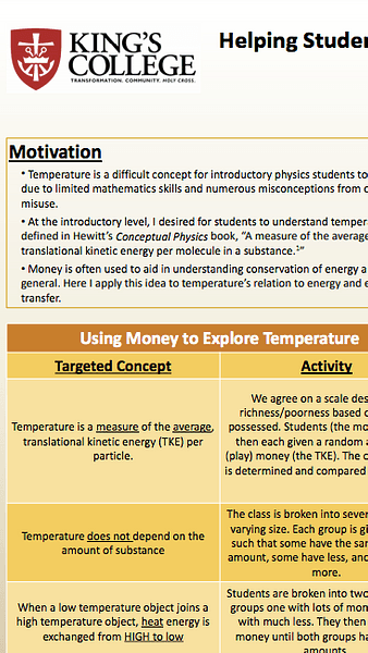 Helping Students Understand Temperature By Using Money