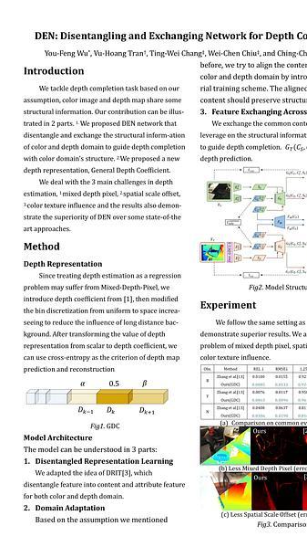 DEN: Disentangling and Exchanging Network for Depth Completion