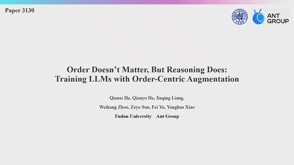Order Doesn't Matter, But Reasoning Does: Training LLMs with Order-Centric Augmentation