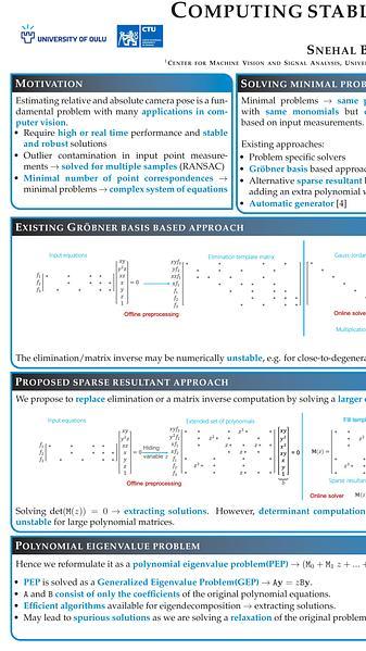 Computing stable resultant based minimal solvers by hiding a variable