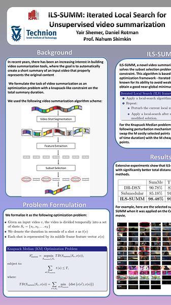 ILS-SUMM: Iterated Local Search for Unsupervised video summarization