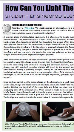 How Can You Light The Bulb? - Student Engineered Electrophorus