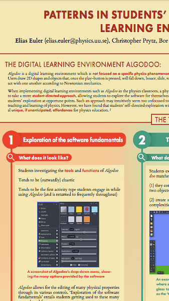 Patterns in students’ self-directed use of the digital learning environment Algodoo