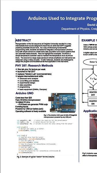 Arduinos as a platform for integrating programming skills into an advanced lab