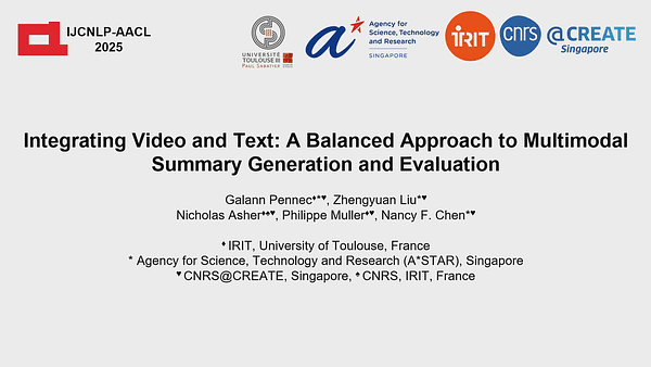Integrating Video and Text: A Balanced Approach to Multimodal Summary Generation and Evaluation
