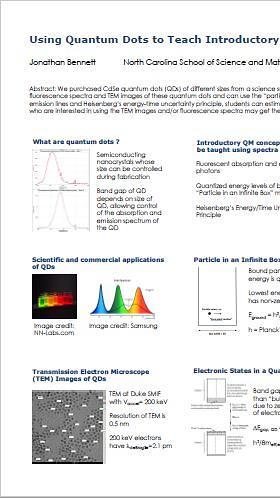 Using Quantum Dots to Teach Introductory Quantum Mechanics Concepts and Applications