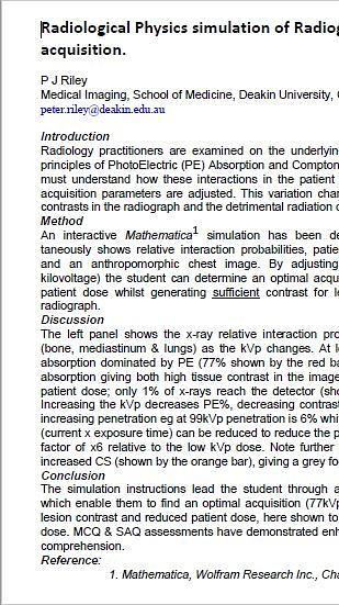 Radiological Physics simulation of Radiographic image acquisition.