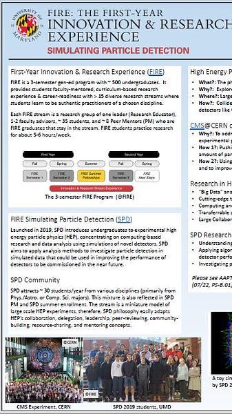 Particle Physics Research within UMD’s FIRE Program