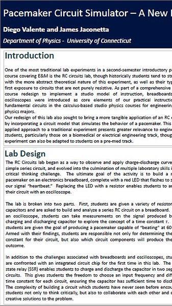 Pacemaker Circuit Simulator – A New RC Circuits Lab