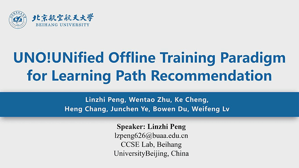 UNO! UNified Offline Training Paradigm for Learning Path Recommendation