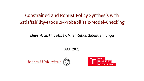 Constrained and Robust Policy Synthesis with Satisfiability-Modulo-Probabilistic-Model-Checking