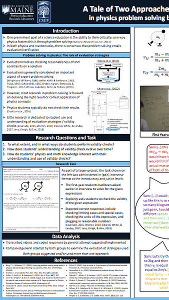 A tale of two approaches: Comparison of evaluation strategies in physics problem solving between first- and third-year students.