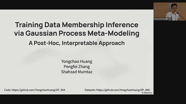 Training data membership inference via Gaussian process meta-modeling: a post-hoc analysis approach