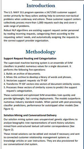 Next Generation NLP and AI Methods in the Navy Contact Center