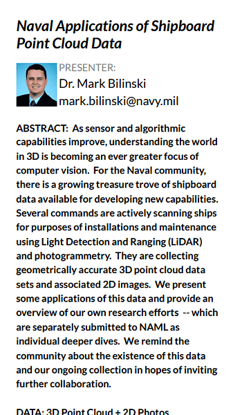 Naval Applications of Shipboard Point Cloud Data