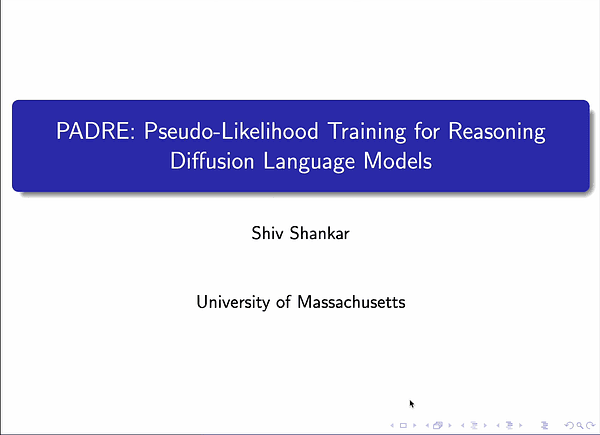 Pseudo-Likelihood Training for Reasoning Diffusion Language Models