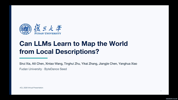 Can LLMs Learn to Map the World from Local Descriptions?