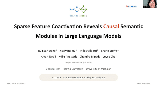 Sparse Feature Coactivation Reveals Causal Semantic Modules in Large Language Models