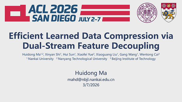 Efficient Learned Data Compression via Dual-Stream Feature Decoupling