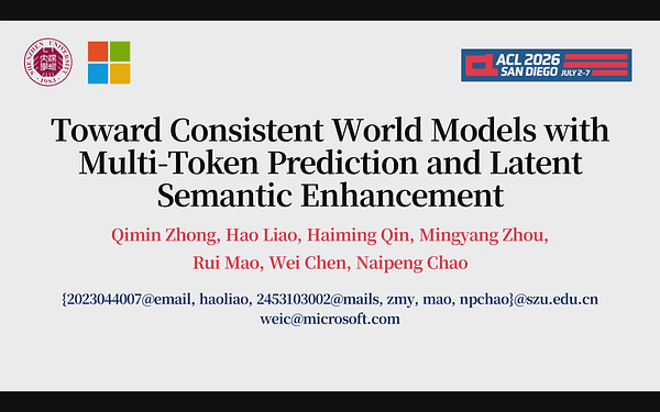 Toward Consistent World Models with Multi-Token Prediction and Latent Semantic Enhancement