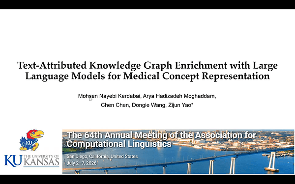 Text-Attributed Knowledge Graph Enrichment with Large Language Models for Medical Concept Representation