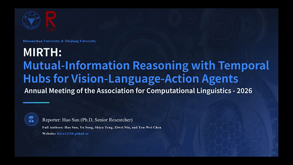MIRTH: Mutual-Information Reasoning with Temporal Hubs for Vision-Language-Action Agents